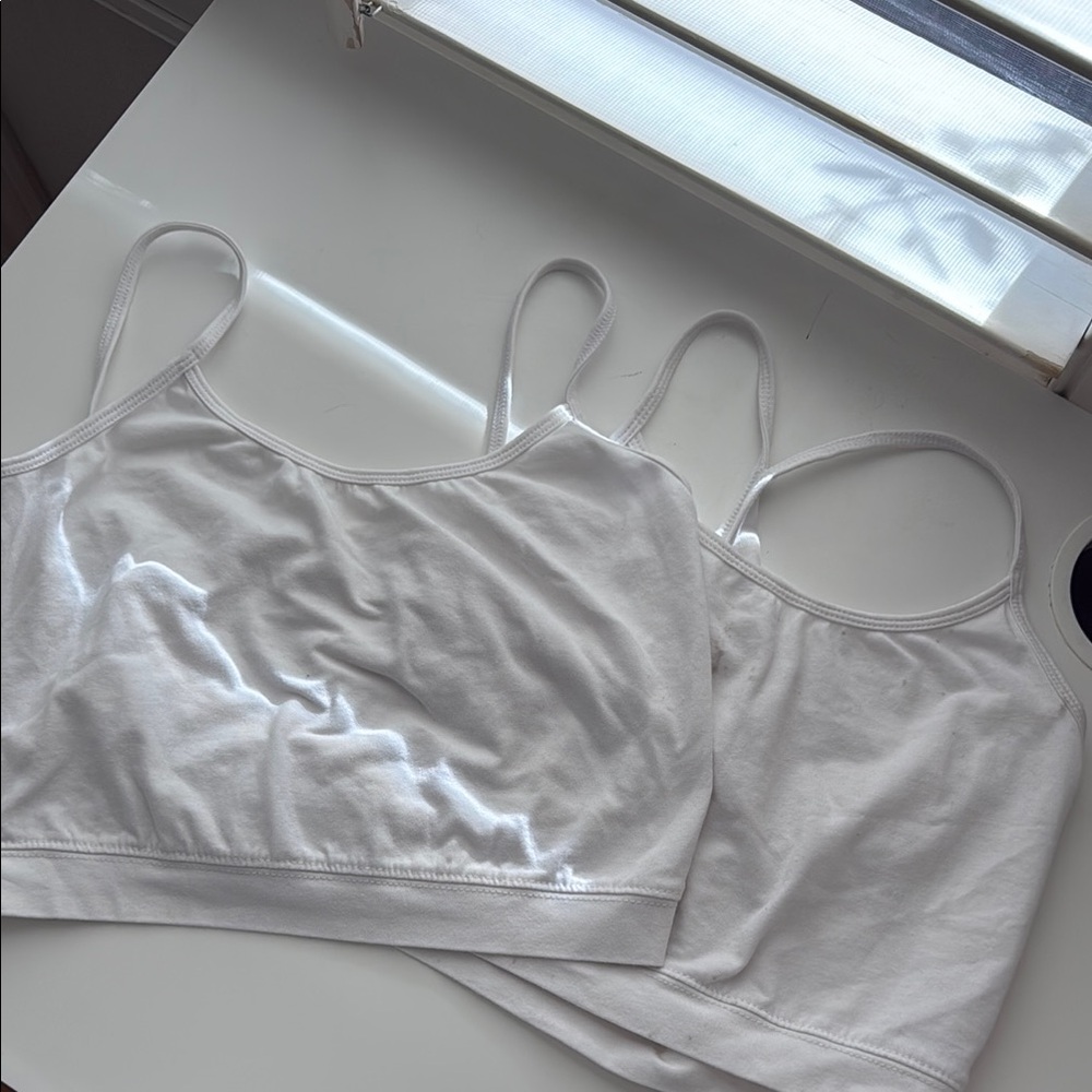 White Womens Cropped Tank Top Set